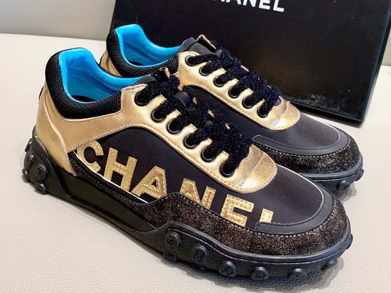 Chanel Sneaker Metallic Lambskin and Fabric Gold and Black G34086