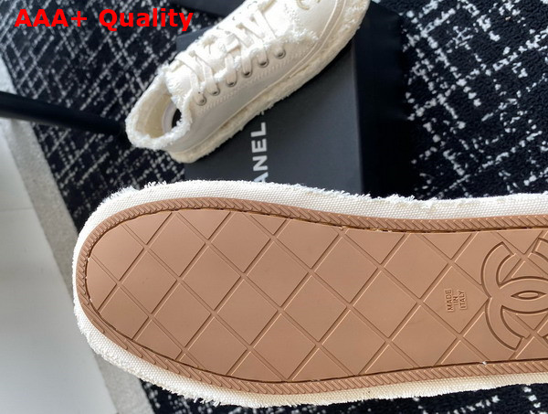 Chanel Sneaker in Beige Fringed Cotton Canvas with Embroideries Replica