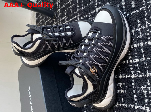 Chanel Sneaker in Black Calfskin Suede and Fabric Replica