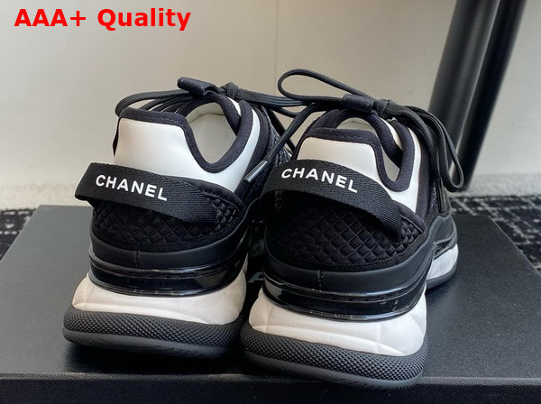 Chanel Sneaker in Black Calfskin Suede and Fabric Replica