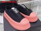 Chanel Sneaker in Black Canvas with Pink Rubber Sole Replica