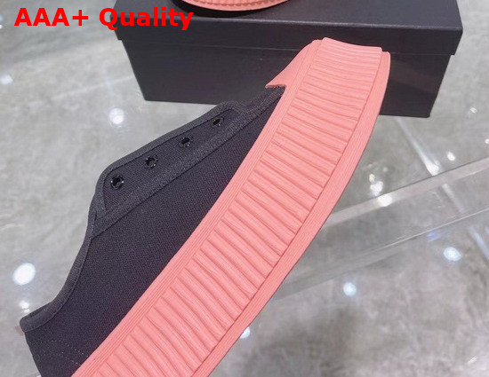 Chanel Sneaker in Black Canvas with Pink Rubber Sole Replica