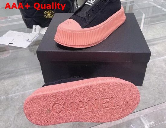 Chanel Sneaker in Black Canvas with Pink Rubber Sole Replica