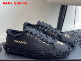 Chanel Sneaker in Black Fringed Cotton Canvas with Embroideries Replica