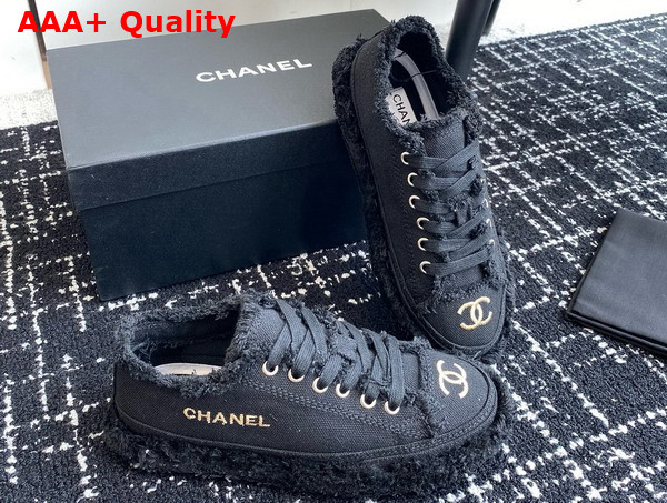 Chanel Sneaker in Black Fringed Cotton Canvas with Embroideries Replica