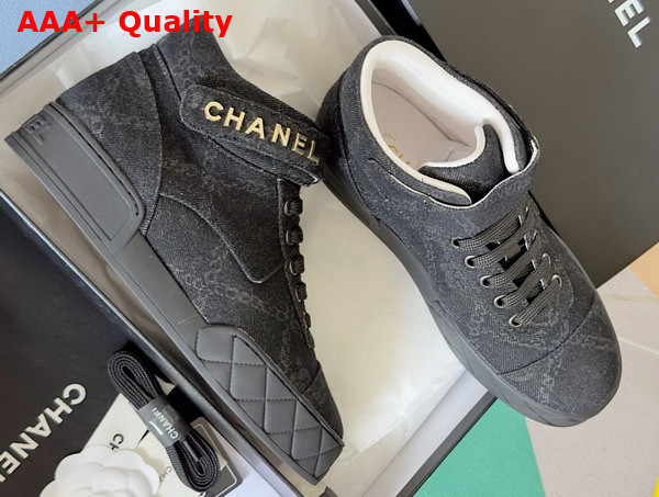 Chanel Sneaker in Black Printed Denim Replica