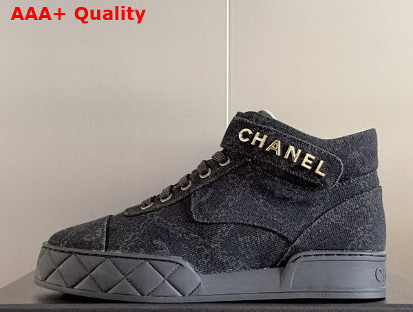 Chanel Sneaker in Black Printed Denim Replica