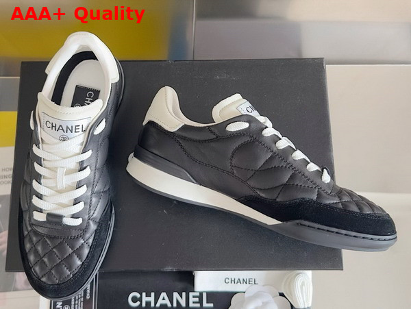 Chanel Sneaker in Black Quilted Lambskin and Suede Replica