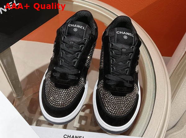 Chanel Sneaker in Black Suede and Strass Replica