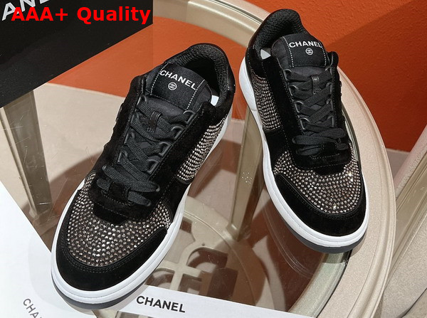 Chanel Sneaker in Black Suede and Strass Replica