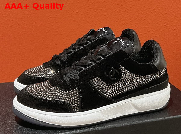 Chanel Sneaker in Black Suede and Strass Replica