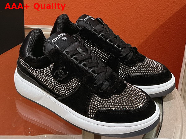 Chanel Sneaker in Black Suede and Strass Replica