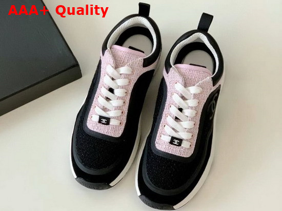 Chanel Sneaker in Black and Pink Tweed Replica