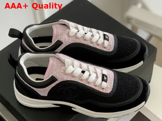 Chanel Sneaker in Black and Pink Tweed Replica