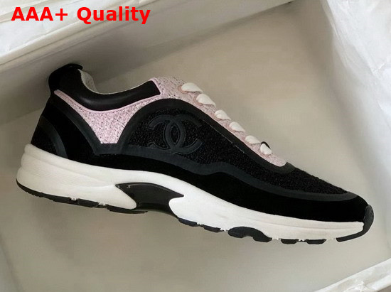 Chanel Sneaker in Black and Pink Tweed Replica