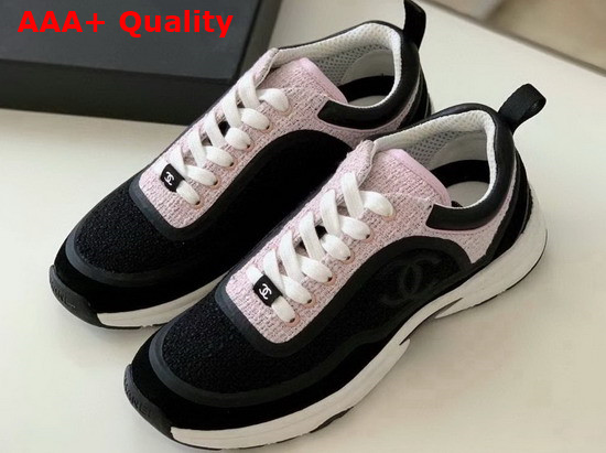 Chanel Sneaker in Black and Pink Tweed Replica