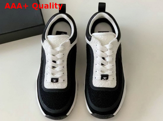 Chanel Sneaker in Black and White Tweed Replica