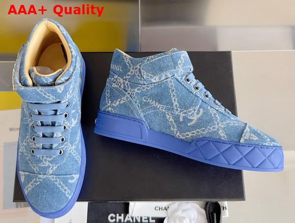 Chanel Sneaker in Blue Printed Denim Replica