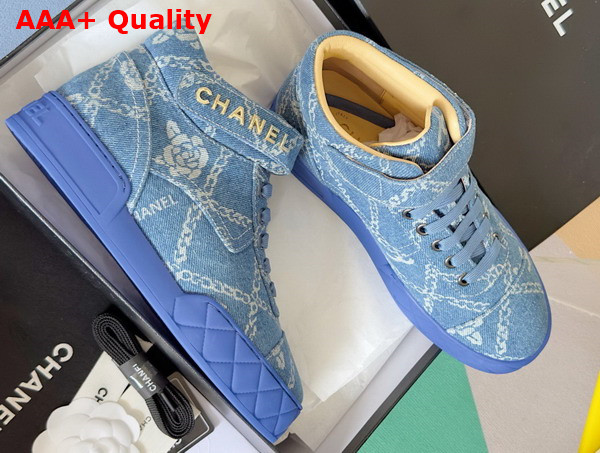 Chanel Sneaker in Blue Printed Denim Replica