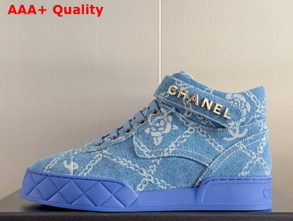 Chanel Sneaker in Blue Printed Denim Replica