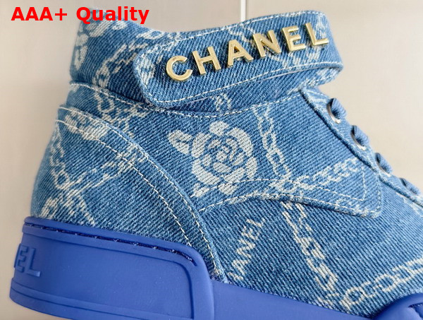 Chanel Sneaker in Blue Printed Denim Replica