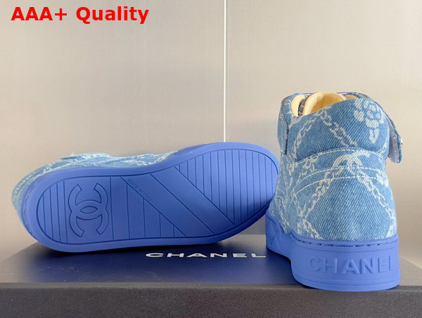 Chanel Sneaker in Blue Printed Denim Replica