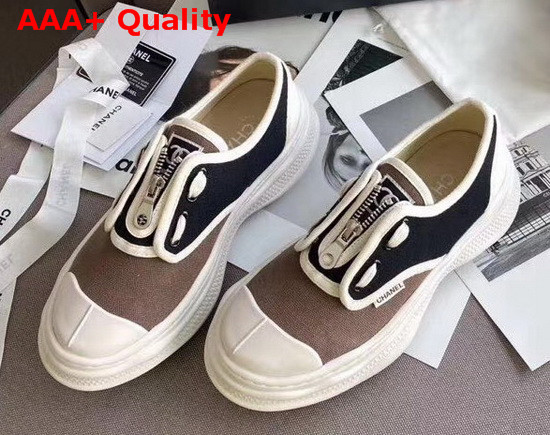 Chanel Sneaker in Brown and Black Canvas Replica