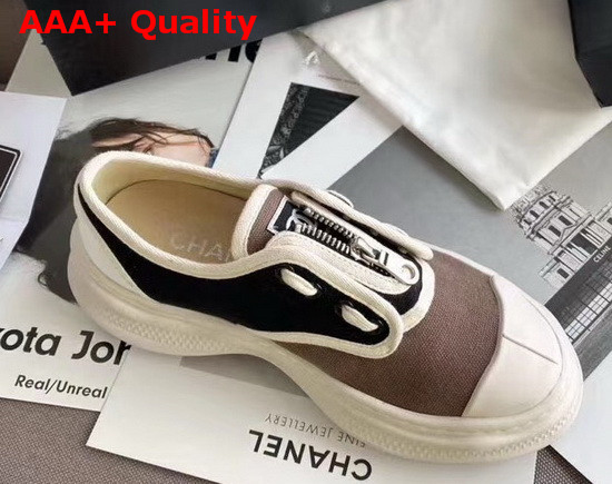 Chanel Sneaker in Brown and Black Canvas Replica