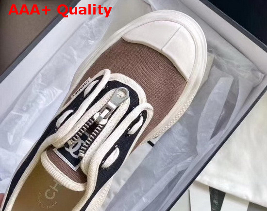 Chanel Sneaker in Brown and Black Canvas Replica