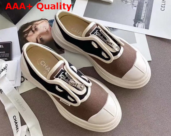 Chanel Sneaker in Brown and Black Canvas Replica