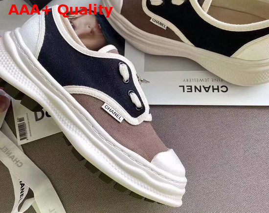 Chanel Sneaker in Brown and Black Canvas Replica