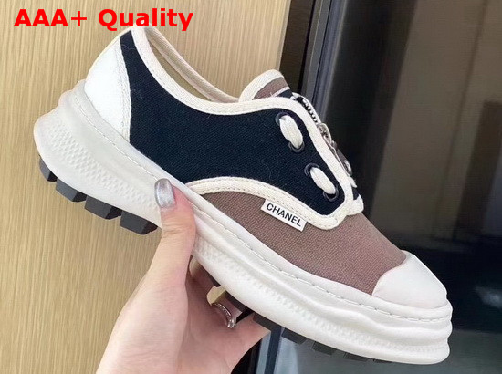 Chanel Sneaker in Brown and Black Canvas Replica