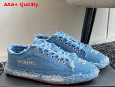 Chanel Sneaker in Denim Blue Fringed Cotton Canvas with Embroideries Replica