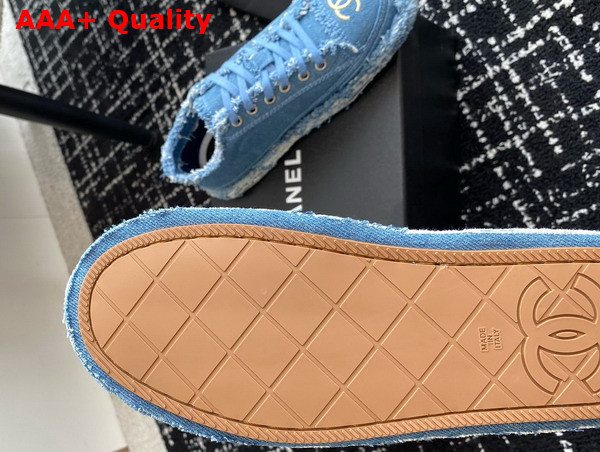 Chanel Sneaker in Denim Blue Fringed Cotton Canvas with Embroideries Replica