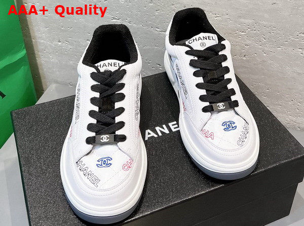 Chanel Sneaker in Embroidered Calfskin White and Black Replica