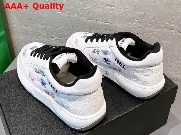 Chanel Sneaker in Embroidered Calfskin White and Black Replica