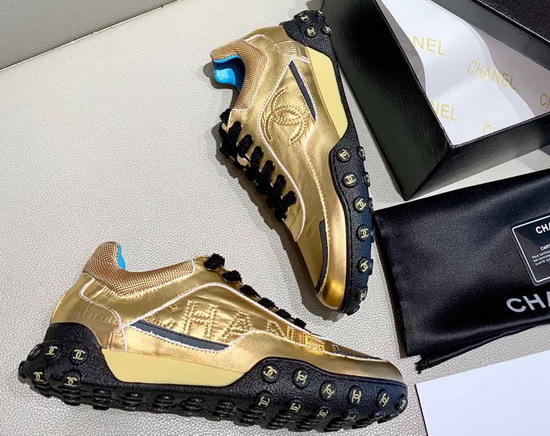 Chanel Sneaker in Gold Metallic Lambskin G34086