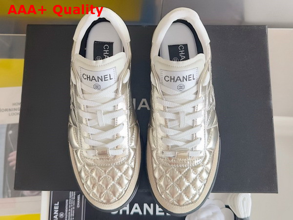 Chanel Sneaker in Light Gold Metallic Lambskin Replica