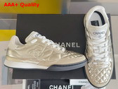 Chanel Sneaker in Light Gold Metallic Lambskin Replica