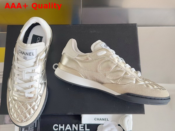 Chanel Sneaker in Light Gold Metallic Lambskin Replica