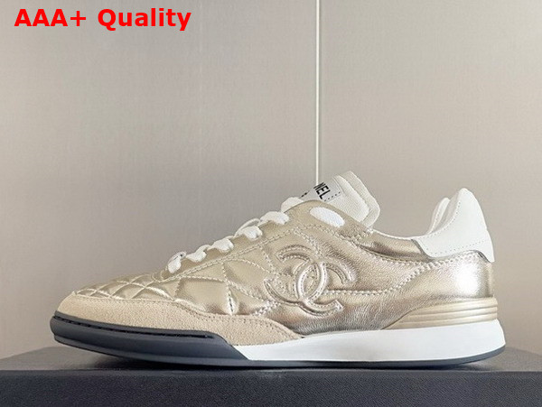 Chanel Sneaker in Light Gold Metallic Lambskin Replica