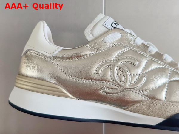 Chanel Sneaker in Light Gold Metallic Lambskin Replica