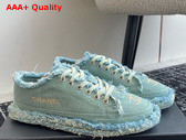 Chanel Sneaker in Turquoise Fringed Cotton Canvas with Embroideries Replica