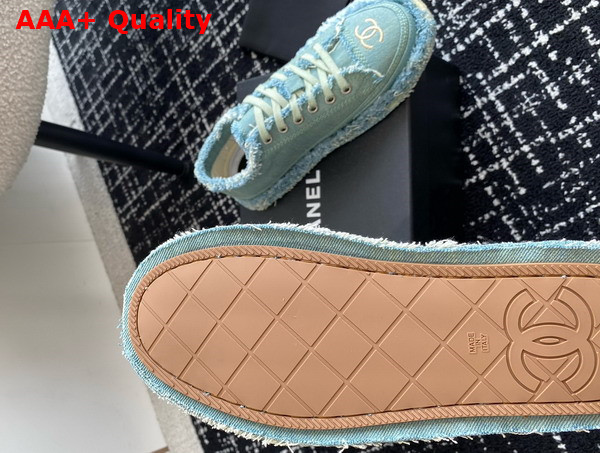 Chanel Sneaker in Turquoise Fringed Cotton Canvas with Embroideries Replica