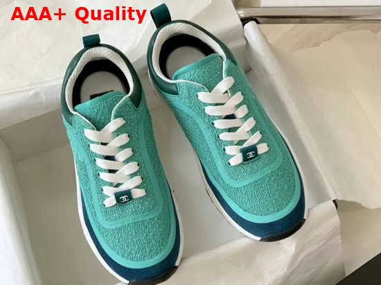 Chanel Sneaker in Turquoise Tweed Replica