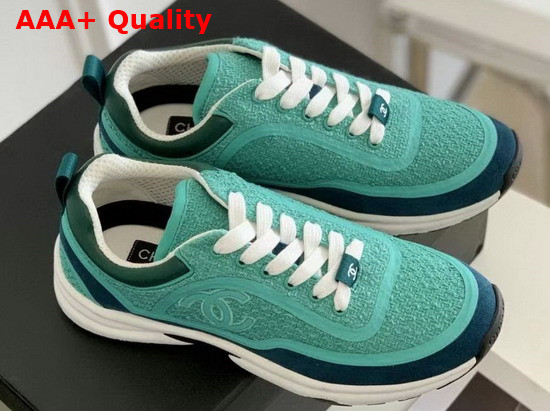 Chanel Sneaker in Turquoise Tweed Replica