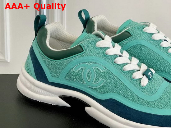 Chanel Sneaker in Turquoise Tweed Replica