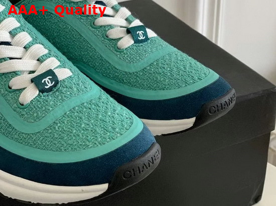 Chanel Sneaker in Turquoise Tweed Replica