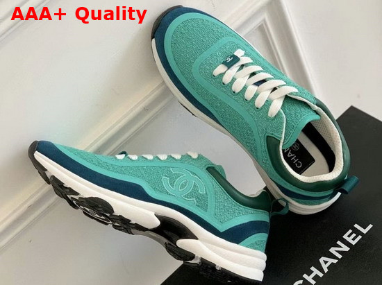 Chanel Sneaker in Turquoise Tweed Replica