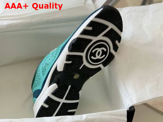 Chanel Sneaker in Turquoise Tweed Replica